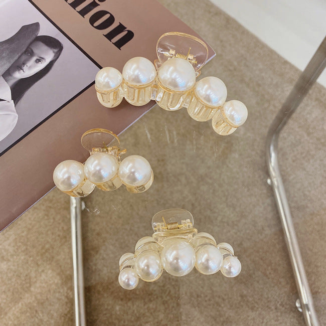 korean fashion style pearl hairpin big hair grabbing clip plate hair ponytail small hair claw
