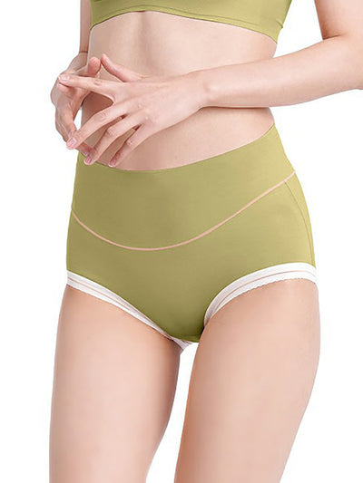 6 Pieces Summer Women Colorblock High Waist Underwear