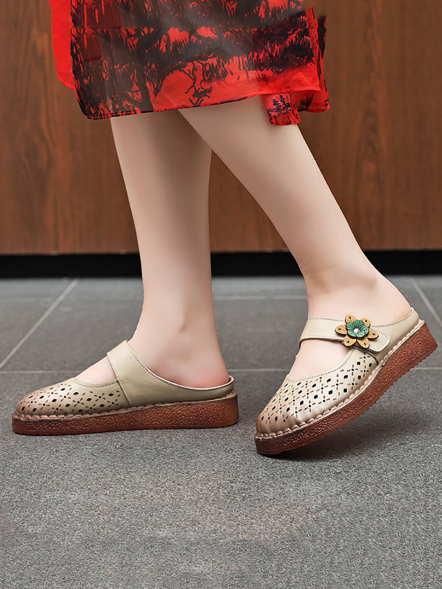 Women Summer Vintage Genuine Leather Sandals