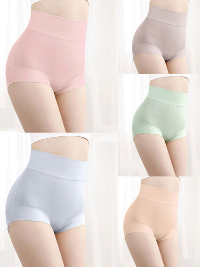 5 Pieces Summer Women Pure Color High Waist Underwear