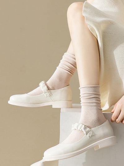 5 Pairs Women Casual Solid Cotton Mid-leg Socks