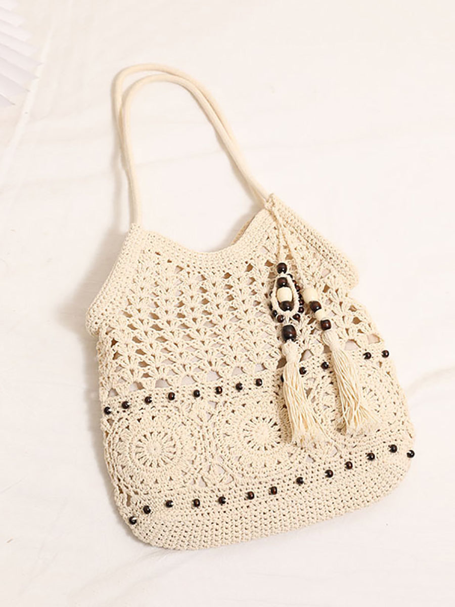 Women Vintage Cotton Weave Shoulder Bag Beach Bag