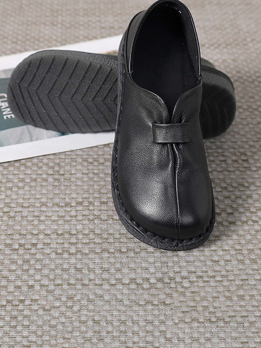 Women Casual Summer Genuine Leather Flat Shoes