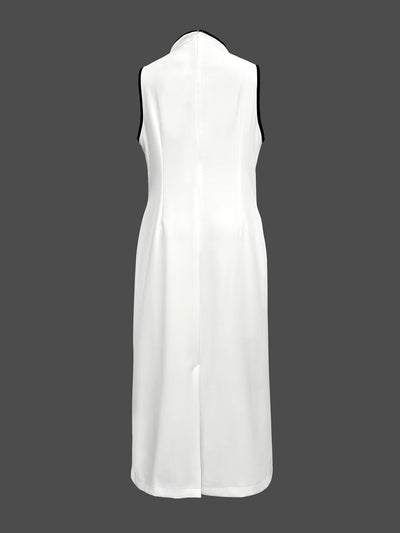 False Two Sleeveless Solid Color Midi Dresses