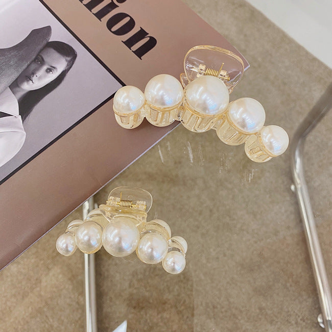korean fashion style pearl hairpin big hair grabbing clip plate hair ponytail small hair claw