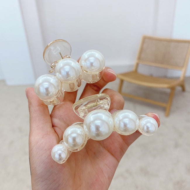 korean fashion style pearl hairpin big hair grabbing clip plate hair ponytail small hair claw