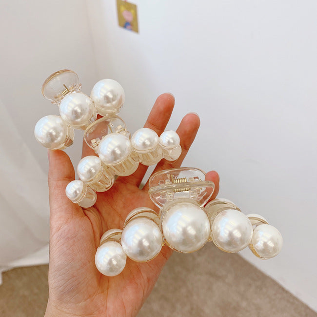 korean fashion style pearl hairpin big hair grabbing clip plate hair ponytail small hair claw