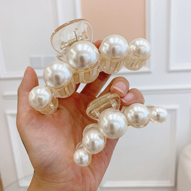 korean fashion style pearl hairpin big hair grabbing clip plate hair ponytail small hair claw