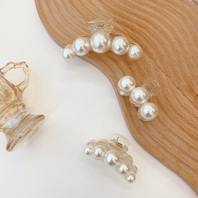 korean fashion style pearl hairpin big hair grabbing clip plate hair ponytail small hair claw