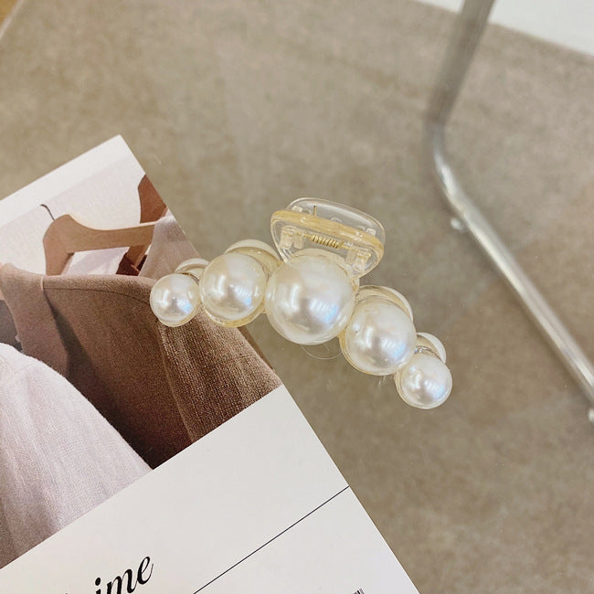 korean fashion style pearl hairpin big hair grabbing clip plate hair ponytail small hair claw