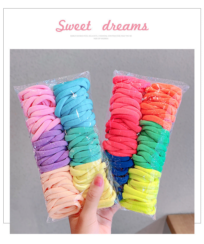 korean candy color towel hair ring combination set simple and versatile rubber band hair headdress