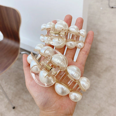 korean fashion style pearl hairpin big hair grabbing clip plate hair ponytail small hair claw