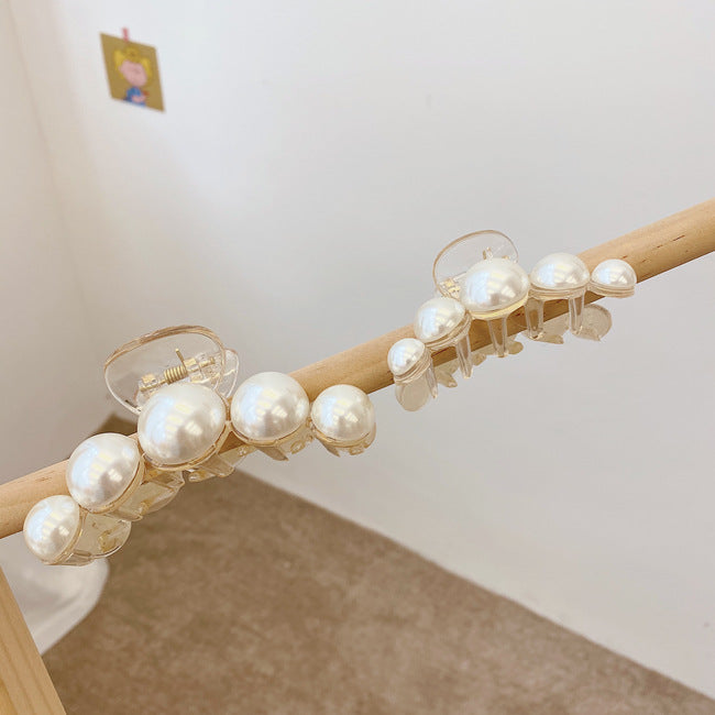 korean fashion style pearl hairpin big hair grabbing clip plate hair ponytail small hair claw