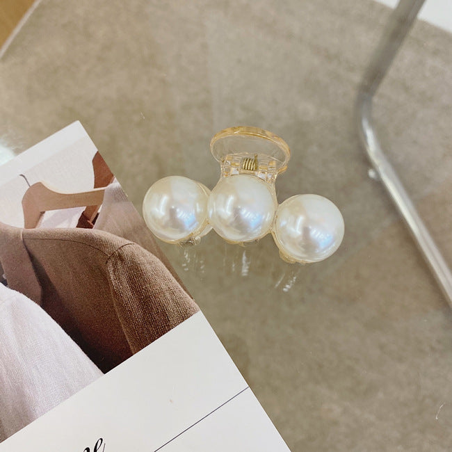 korean fashion style pearl hairpin big hair grabbing clip plate hair ponytail small hair claw