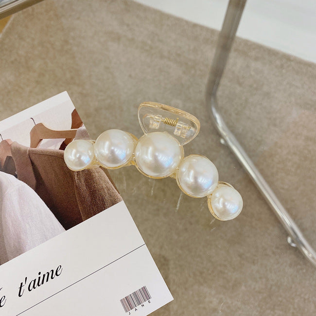 korean fashion style pearl hairpin big hair grabbing clip plate hair ponytail small hair claw