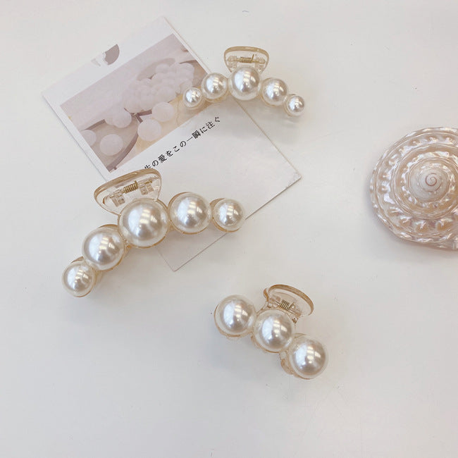 korean fashion style pearl hairpin big hair grabbing clip plate hair ponytail small hair claw