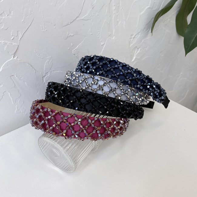 women's retro u shape plaid rhinestone