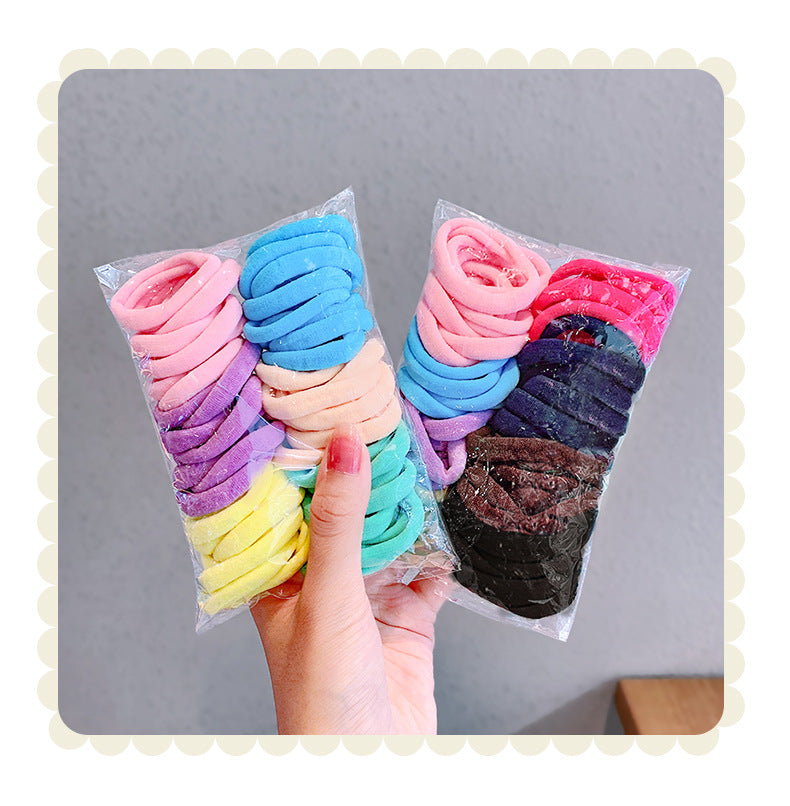 korean candy color towel hair ring combination set simple and versatile rubber band hair headdress
