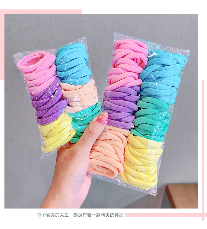 korean candy color towel hair ring combination set simple and versatile rubber band hair headdress