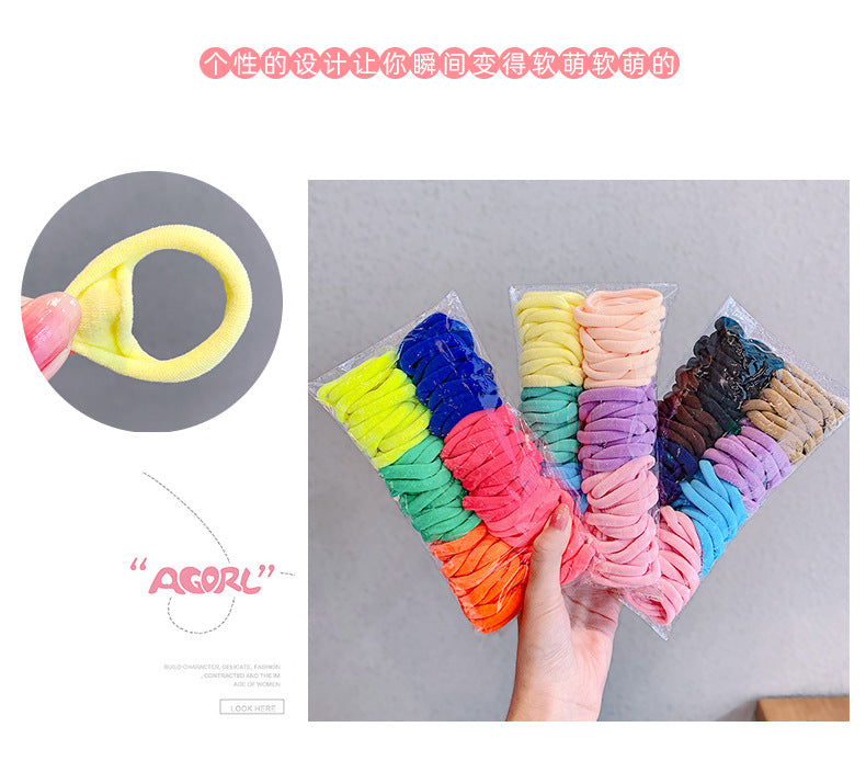 korean candy color towel hair ring combination set simple and versatile rubber band hair headdress