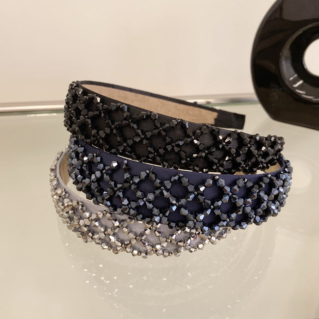 women's retro u shape plaid rhinestone