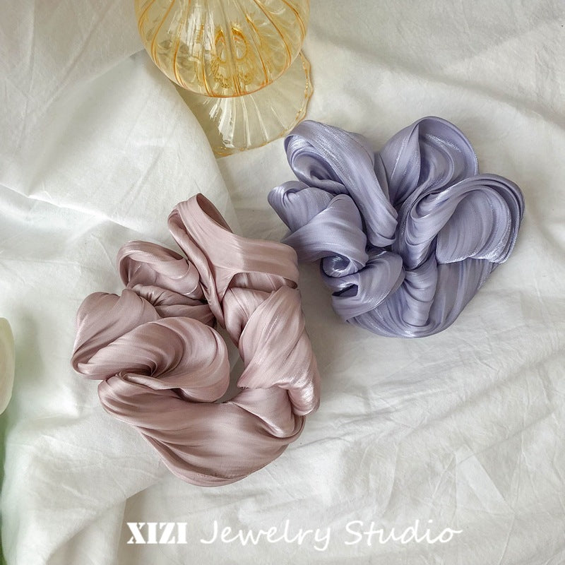 fashion solid color satin handmade hair tie 1 piece