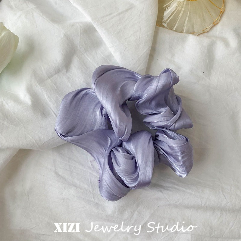 fashion solid color satin handmade hair tie 1 piece