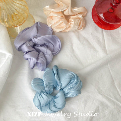 fashion solid color satin handmade hair tie 1 piece
