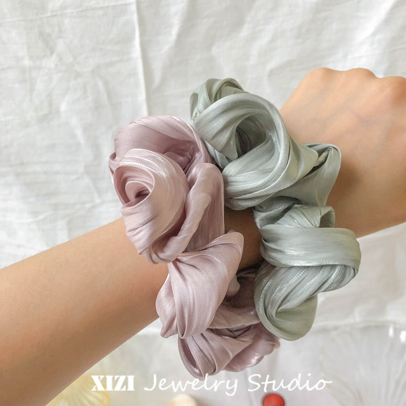 fashion solid color satin handmade hair tie 1 piece
