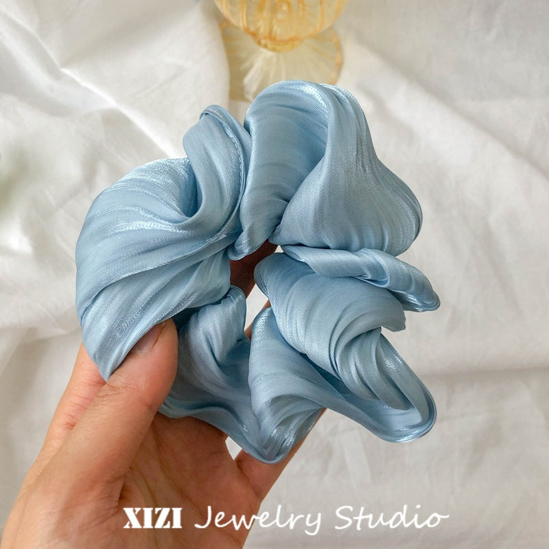 fashion solid color satin handmade hair tie 1 piece