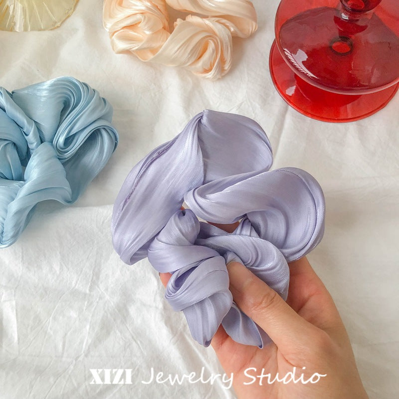 fashion solid color satin handmade hair tie 1 piece