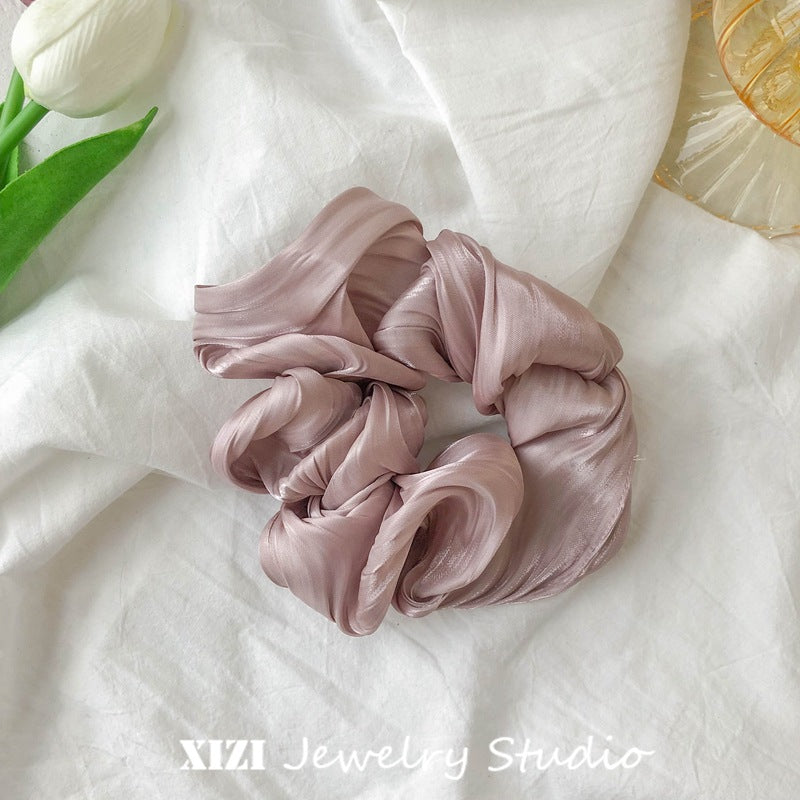 fashion solid color satin handmade hair tie 1 piece