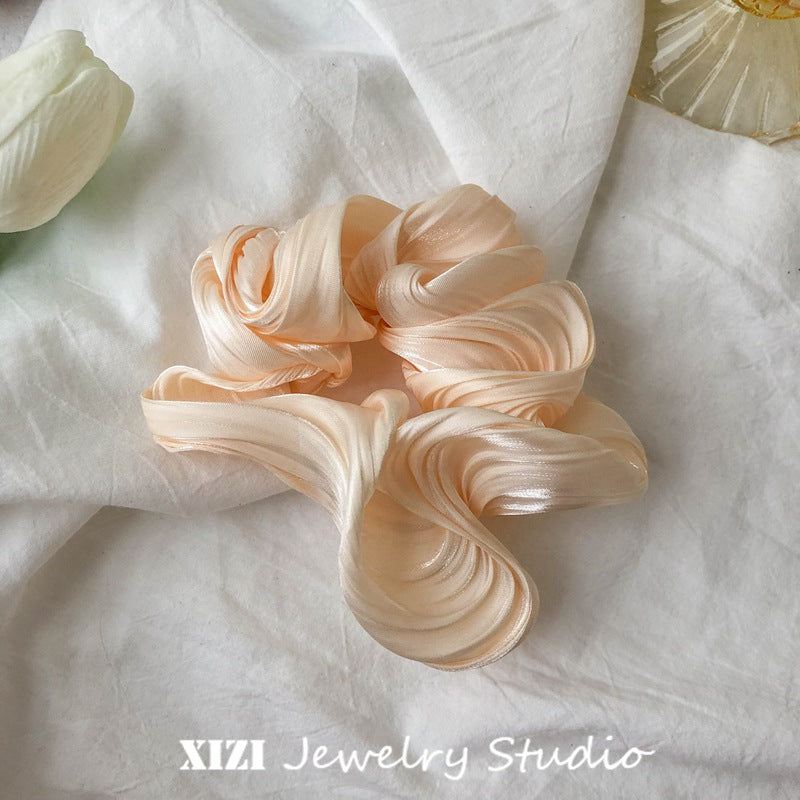 fashion solid color satin handmade hair tie 1 piece