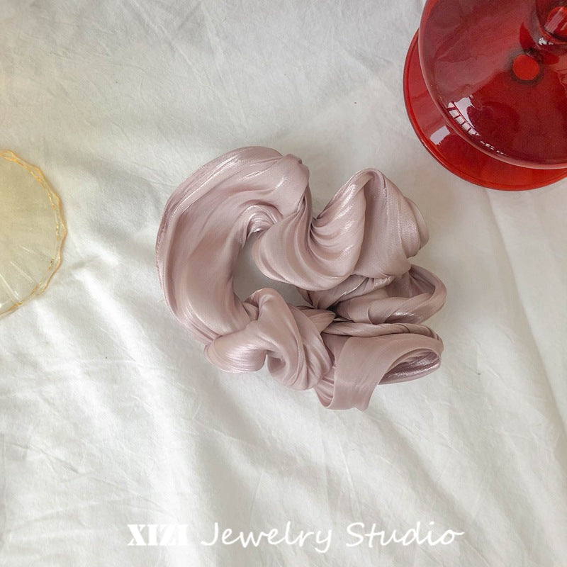 fashion solid color satin handmade hair tie 1 piece