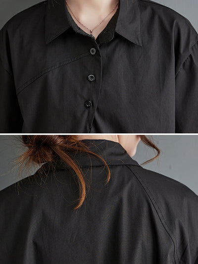 Irregular Clipping Solid Color Lapel Shirts Tops