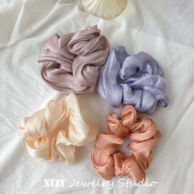 fashion solid color satin handmade hair tie 1 piece