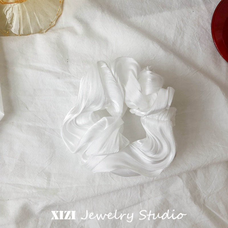 fashion solid color satin handmade hair tie 1 piece