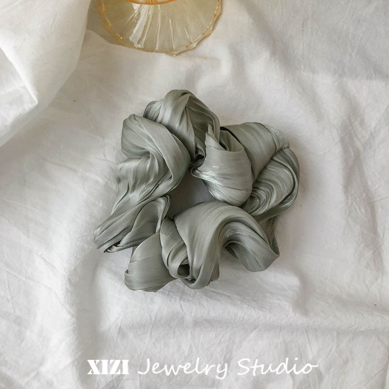 fashion solid color satin handmade hair tie 1 piece