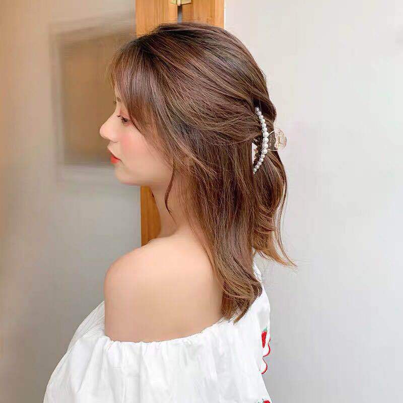 elegant geometric arylic imitation pearl hair claws 1 piece