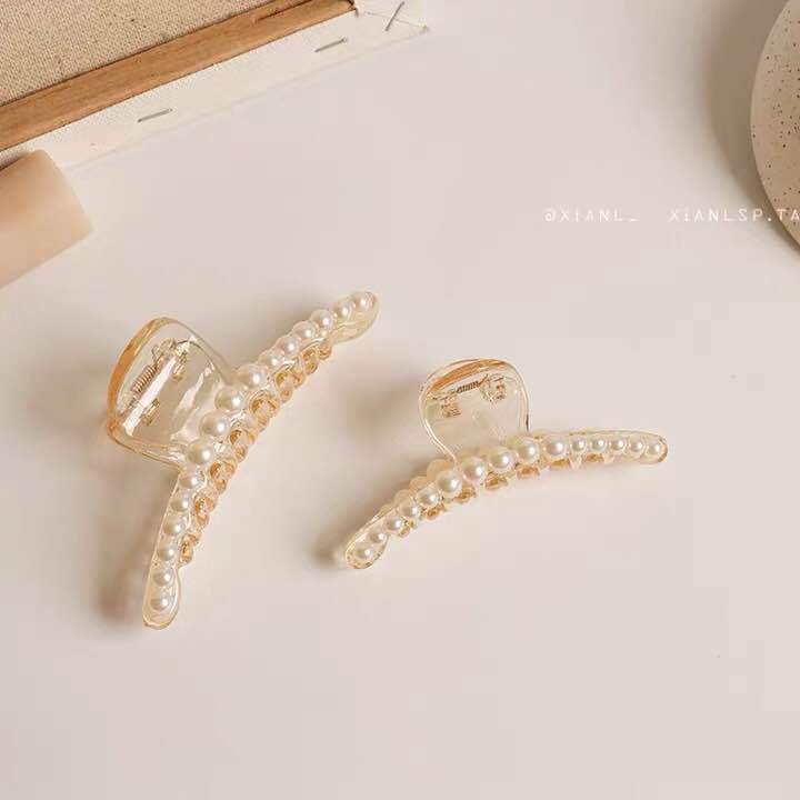 elegant geometric arylic imitation pearl hair claws 1 piece