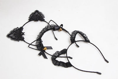 retro cat ears lace handmade hair band 1 piece