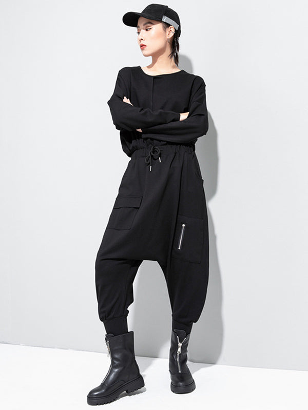 Simple Solid Elasticity Harem Pants