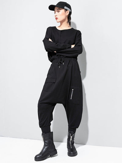 Simple Solid Elasticity Harem Pants