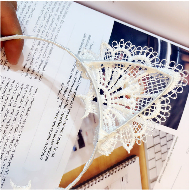 retro cat ears lace handmade hair band 1 piece