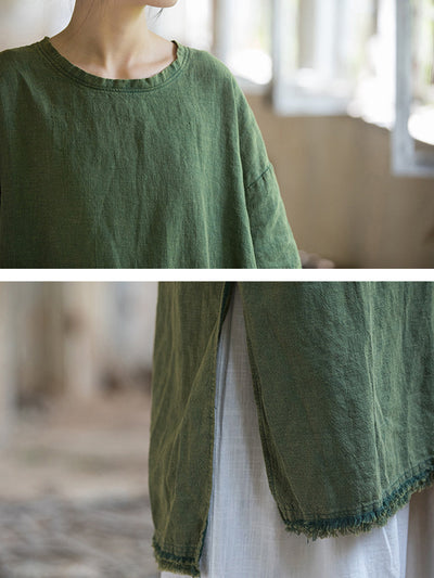 Plus Size Women Summer Vintage Tassel Split Hem Dress