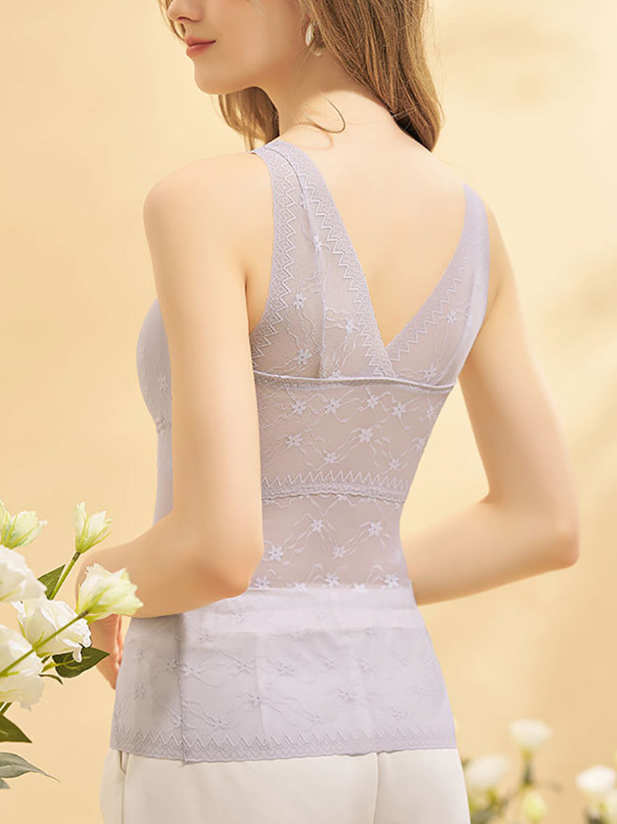 Women Summer Lace Seamless With Breast Pads Base