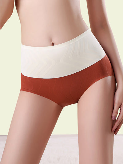 4 Pieces Summer Women Colorblock High Waist Underwear