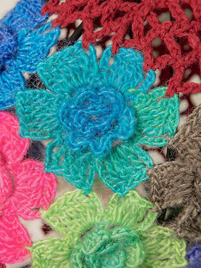 Women Artsy Colorful Flower Knit Hat