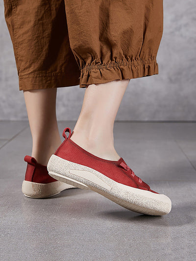 Women Casual Summer Genuine Leather Flat Shoes