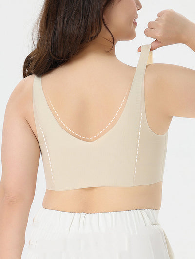 Women Summer Casual Pure Color Satin Seamless Bra